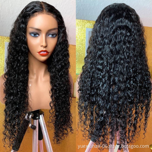 Wholesale Raw Human Hair Vendor Natural Black Lace wigs For Black Women 100% human hair lace frontal deep wave wig